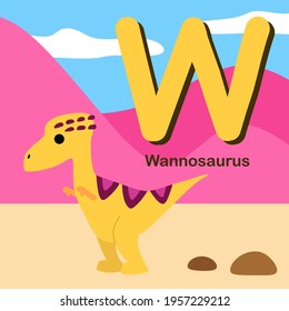 Cute Dinosaur Alphabet Letter W Wannosaurus