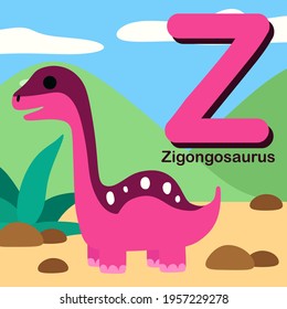 Cute Dinosaur Alphabet Letter Z Zigongosaurus