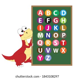 cute dinosaur with alphabet letters, simple vector design