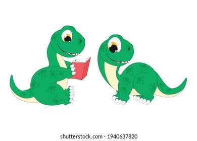 cute dinosaur animal cartoon, simple vector illustration