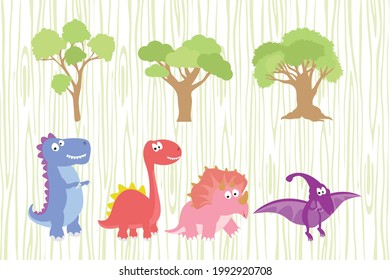 cute dinosaur animal cartoon, simple vector illustration