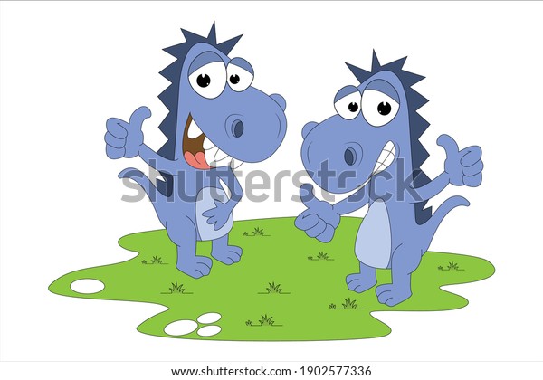 Cute Dinosaur Animal Cartoon Simple Vector Stock Vector (Royalty Free ...