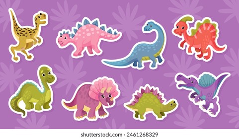 Cute Dinosaur Animal with Pretty Snout Vector Set