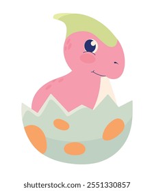 cute dinosaur baby in egg isolated design