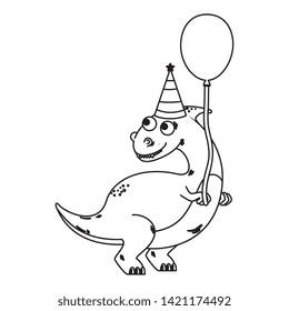 cute dinosaur with balloon helium