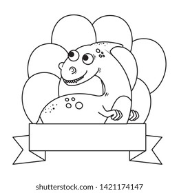 cute dinosaur with balloons helium frame