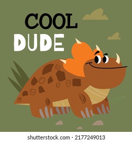 Cute dinosaur. Best for children designs, tees, birthday flyers and invitations. Dino party template. vector illustration.