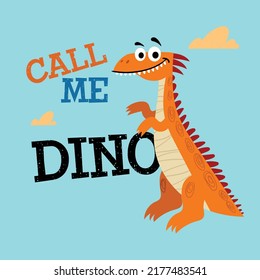 Cute dinosaur. Best for children designs, tees, birthday flyers and invitations. Dino party template. vector illustration.