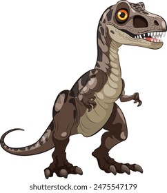 Cute dinosaur with big eyes and sharp teeth