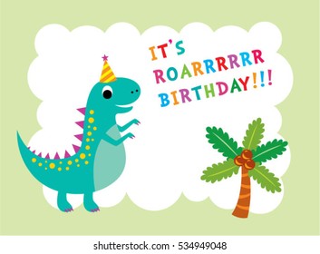 cute dinosaur birthday greeting card