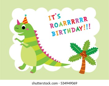 cute dinosaur birthday greeting card