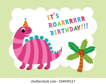 Cute Dinosaur Birthday Greeting Card Stock Vector (Royalty Free ...