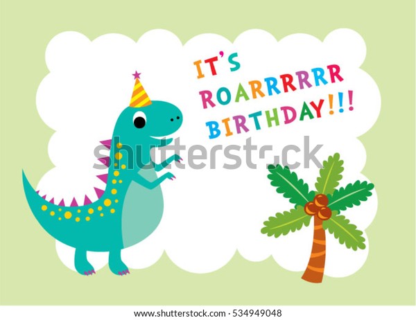 Cute Dinosaur Birthday Greeting Card Stock Vector (Royalty Free) 534949048