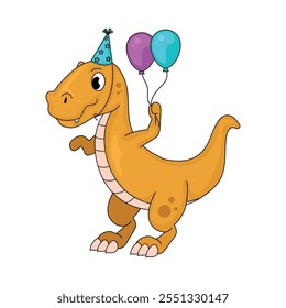 cute dinosaur birthday party isolated