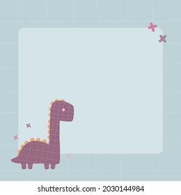 Cute dinosaur with a blot frame in simple cartoon hand-drawn style.