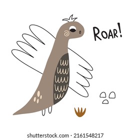 Cute dinosaur in boho style. Vector illustration on a white background for children's decoration and textiles.