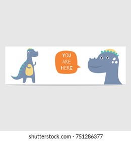 Cute dinosaur bookmark and message note design series. Children funny note with dinosaur theme design set.