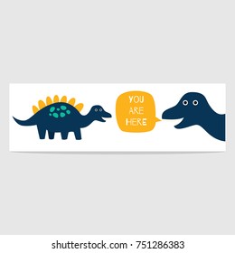 Cute dinosaur bookmark and message note design series. Children funny note with dinosaur theme design set.