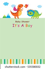 cute dinosaur it is a boy baby shower invitation card