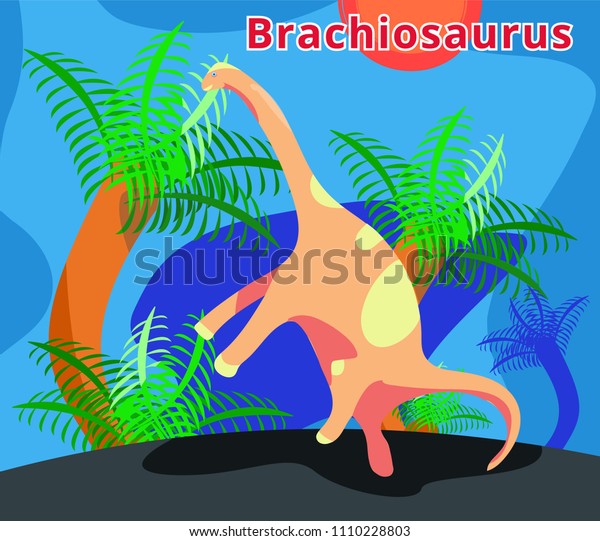Cute Dinosaur Brachiosaurusflat Cartoons Illustration Brachiosaurus