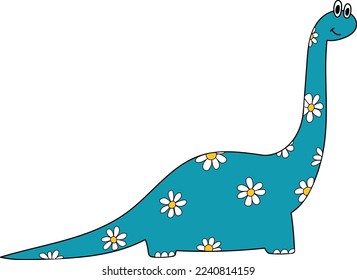 Cute dinosaur. Bright vector doodle hand drawn.