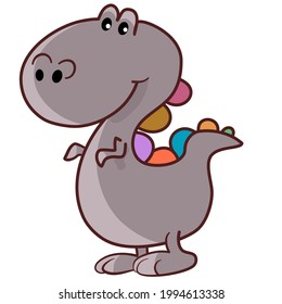 Cute dinosaur brown color , standing on flor