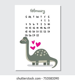 Cute dinosaur calendar template for children series