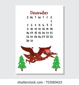 Cute dinosaur calendar template for children series