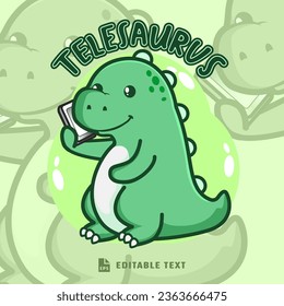 Cute Dinosaur Calling Logo Mascot