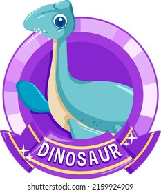Cute dinosaur cartoon badge illustration