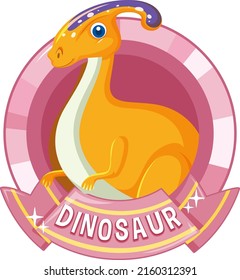 Cute dinosaur cartoon badge illustration