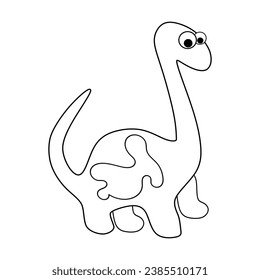 
Cute Dinosaur cartoon. Black and white lines. Coloring page for kids. Activity Book.