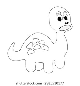 
Cute Dinosaur cartoon. Black and white lines. Coloring page for kids. Activity Book.