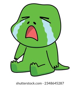 cute dinosaur cartoon character 1 cry