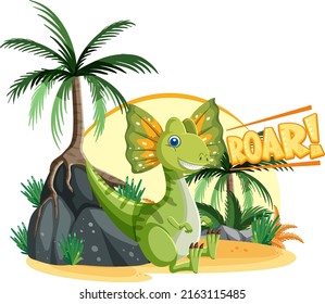 Cute dinosaur cartoon character illustration