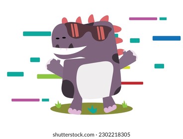Cute dinosaur cartoon character illustration, Cute and funny small dinosaurs smiling, animal, funny, Cute dinosaur.Funny cartoon animail