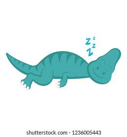 Cute dinosaur cartoon character sleeping. Vector illustration design