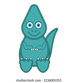 Cute dinosaur cartoon character. Vector illustration design