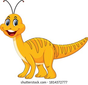 Cute dinosaur cartoon character vector art and illustration