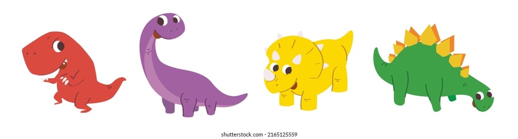 Cute dinosaur cartoon characters icons and objects. Jurassic World.