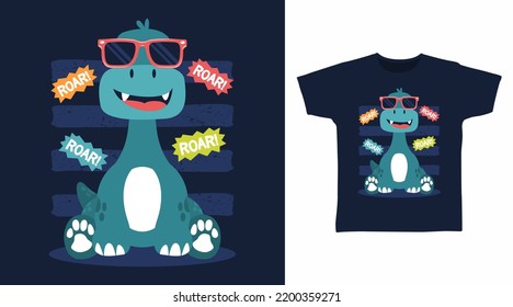 Cute dinosaur cartoon design for tshirt and other use