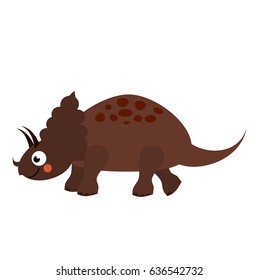 Cute dinosaur. Cartoon dino character. Triceratops. Isolated vector illustration for kids