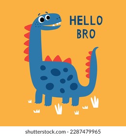 cute dinosaur cartoon drawing as vector for tee print