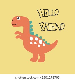 cute dinosaur cartoon drawing as vector for tee print