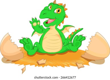 Cute dinosaur cartoon hatching