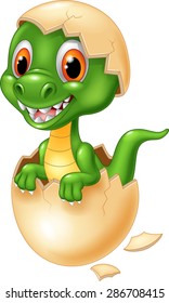 Cute dinosaur cartoon hatching