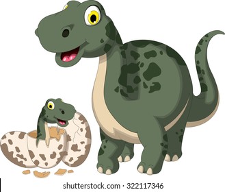 cute dinosaur cartoon with her baby