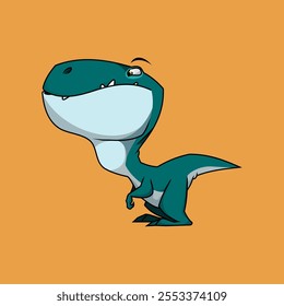 cute dinosaur cartoon isolate in orange background