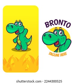 cute dinosaur cartoon mascot logo