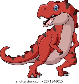 Cute dinosaur cartoon on white background